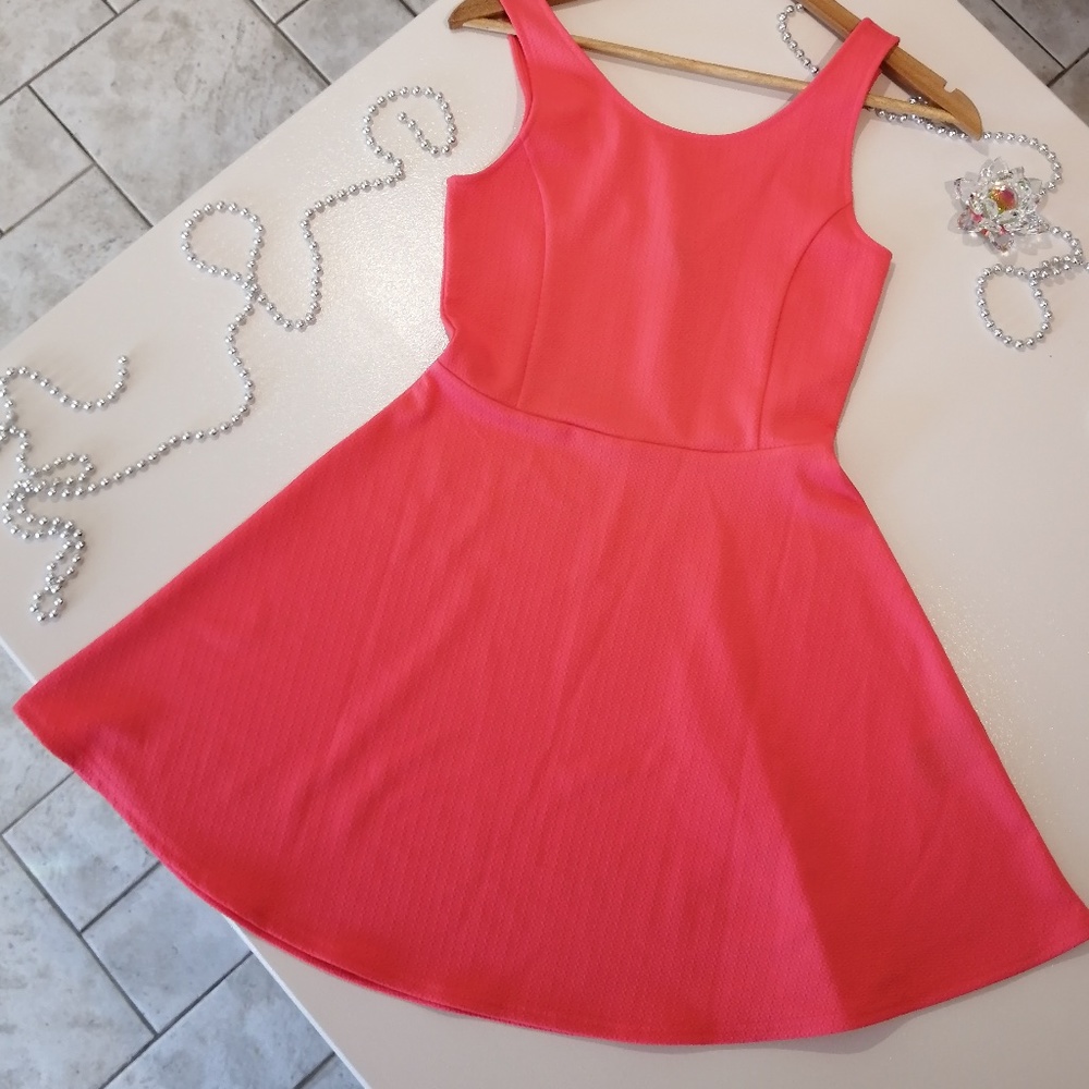 DIVIDED Skater Fit and Flare Coral Minidress NWOT